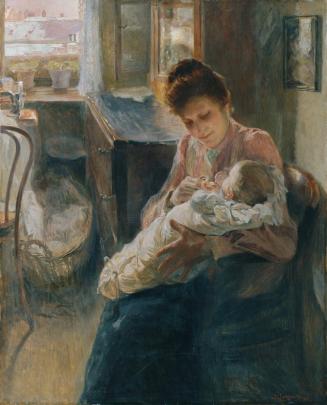 Josef Jungwirth, Junge Mutter, 1907, Öl auf Leinwand, 100 x 81 cm, Belvedere, Wien, Inv.-Nr. 84 ...