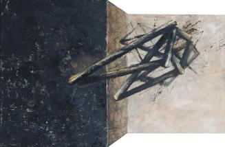 Robert Kabas, Corner, 1991, Öl auf Leinwand, ungerahmt, Breite oben: 159,5 × 85 × 2,5 cm, Belve ...