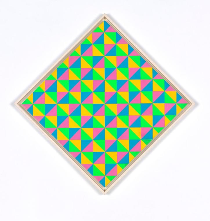 Lily Greenham, Ohne Titel, 1966/1969, Farbiges Papier auf Holz, 76,5 × 76,5 cm, Belvedere, Wien ...