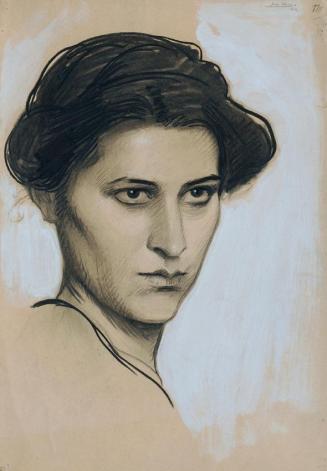 Josef Wawra, Junge Frau en face, 1914, Kreide auf Papier, 42 x 29 cm, Belvedere, Wien, Inv.-Nr. ...