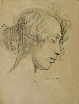 Josef Wawra, Mädchenkopf im Profil, um 1920, Kreide auf Papier, 41 x 31 cm, Belvedere, Wien, In ...