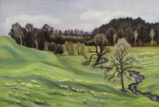 Irma Lang-Scheer, Lausitzer Ostertal, 1941, Öl auf Sperrholzplatte, 60 x 90 cm, Belvedere, Wien ...