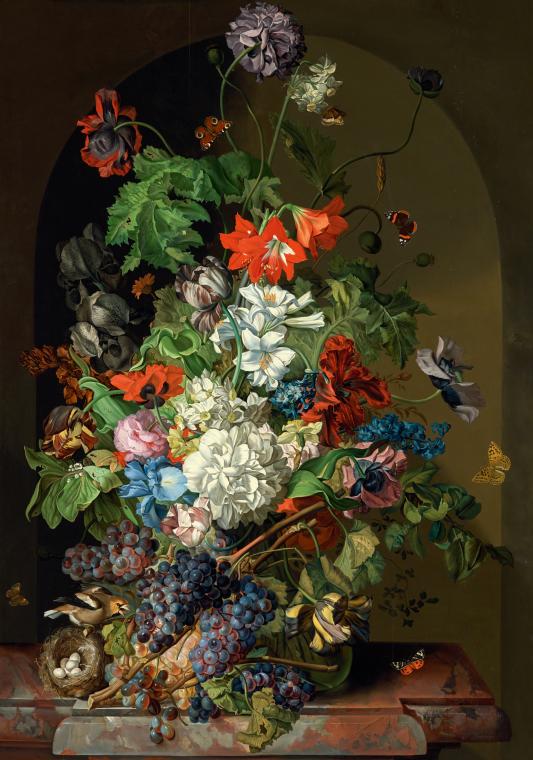 Sebastian Wegmayr, Blumenstillleben, 1830, Öl auf Holz, 134 x 94 cm, Belvedere, Wien, Inv.-Nr.  ...