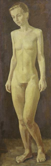 Walther Gamerith, Weiblicher Akt (stehend), vor 1936, Öl auf Leinwand, 124,5 × 41 cm, Belvedere ...
