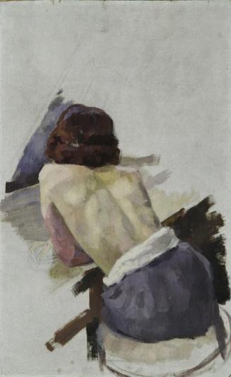 Walther Gamerith, Weiblicher Rückenakt, vor 1949, Öl auf Leinwand auf Karton, 69,5 x 43,5 cm, B ...