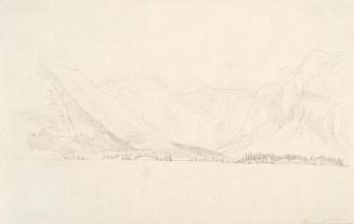 Theodor Alphons, Hallstatt. Blick vom See ins Land, um 1892, Bleistift auf Japanpapier, 17,4 ×  ...