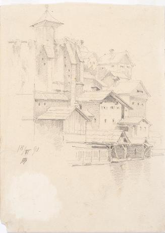 Theodor Alphons, Hallstatt, Uferpartie, 1891, Bleistift auf Papier, 17,7 × 12,8 cm, Belvedere,  ...