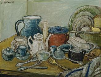 Franz von Zülow, Stillleben mit Küchengeschirr, 1934, Öl auf Leinwand, 59,2 × 76,3 cm, Belveder ...