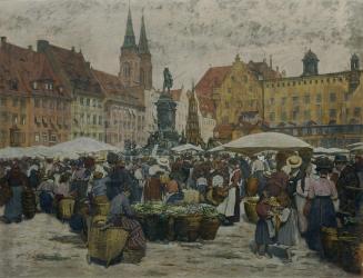 Johann Nepomuk Geller, Markt in Nürnberg, um 1894/1895, Öl auf Leinwand, 100 x 130 cm, Belveder ...