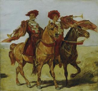Hans Makart, Zwei berittene Fanfarenbläser, 1879, Öl auf Leinwand, 62 x 67 cm, Belvedere, Wien, ...