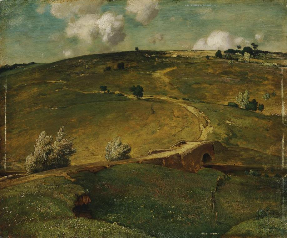 Toni von Stadler, Fränkische Landschaft, 1904, Öl auf Holz, 33,5 x 40,5 cm, Belvedere, Wien, In ...