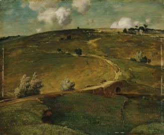 Toni von Stadler, Fränkische Landschaft, 1904, Öl auf Holz, 33,5 x 40,5 cm, Belvedere, Wien, In ...