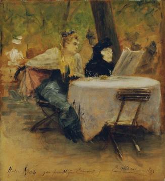 Josef Engelhart, Im Gartenrestaurant, 1893, Öl auf Holz, 28 x 26 cm, Belvedere, Wien, Inv.-Nr.  ...