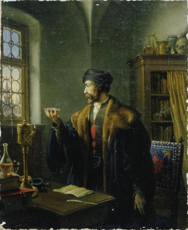 Johann Peter Krafft, Faust am Ostermorgen, 1854-1856, Öl auf Leinwand auf Karton, 30,6 x 25,2 c ...