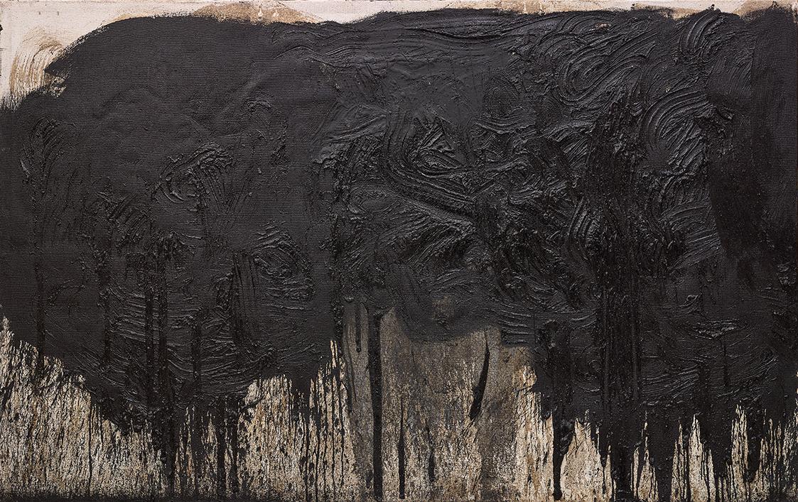 Hermann Nitsch, Schüttbild aus der 40. Malaktion, 1997, Öl mit Blut auf Jute, 200 × 300 cm, 201 ...