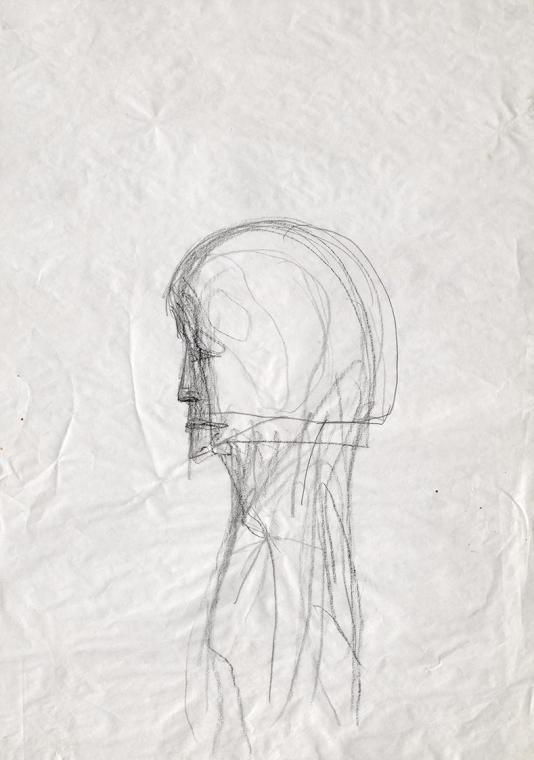 Walter Pichler, Ohne Titel (Alte Figur), nach 1960, Bleistift auf Papier, 43 × 30,9 cm, Belvede ...