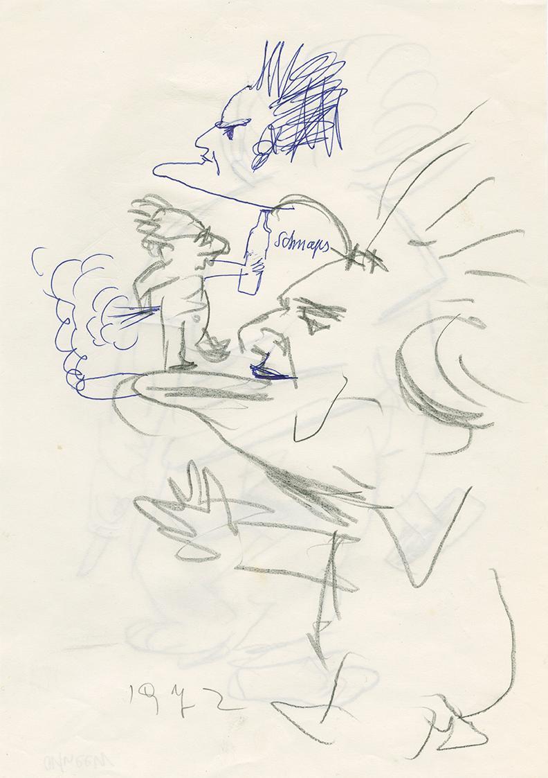 Robert Fuchs, Schnaps, 1972, Bleistift und Kugelschreiber auf Papier, 29,7 × 21 cm, Belvedere,  ...