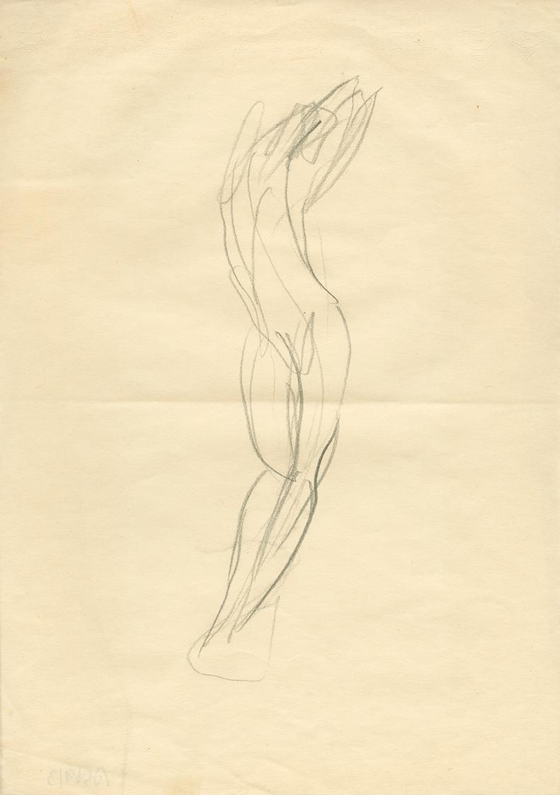 Gustinus Ambrosi, Entwurf für Salome (Aus der Mappe "Frühe Manuskripte"), um 1912, Bleistift au ...