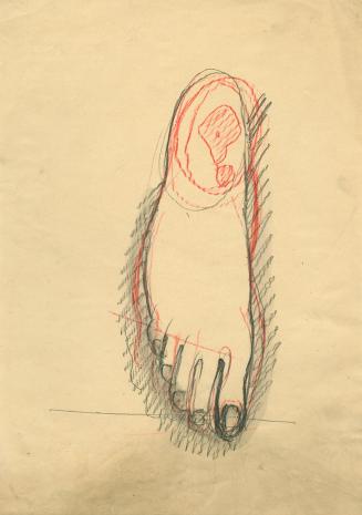 Gustinus Ambrosi, Detailstudie für die Skulptur eines Fußes, um 1960, Kreide auf Papier, 29,7 × ...