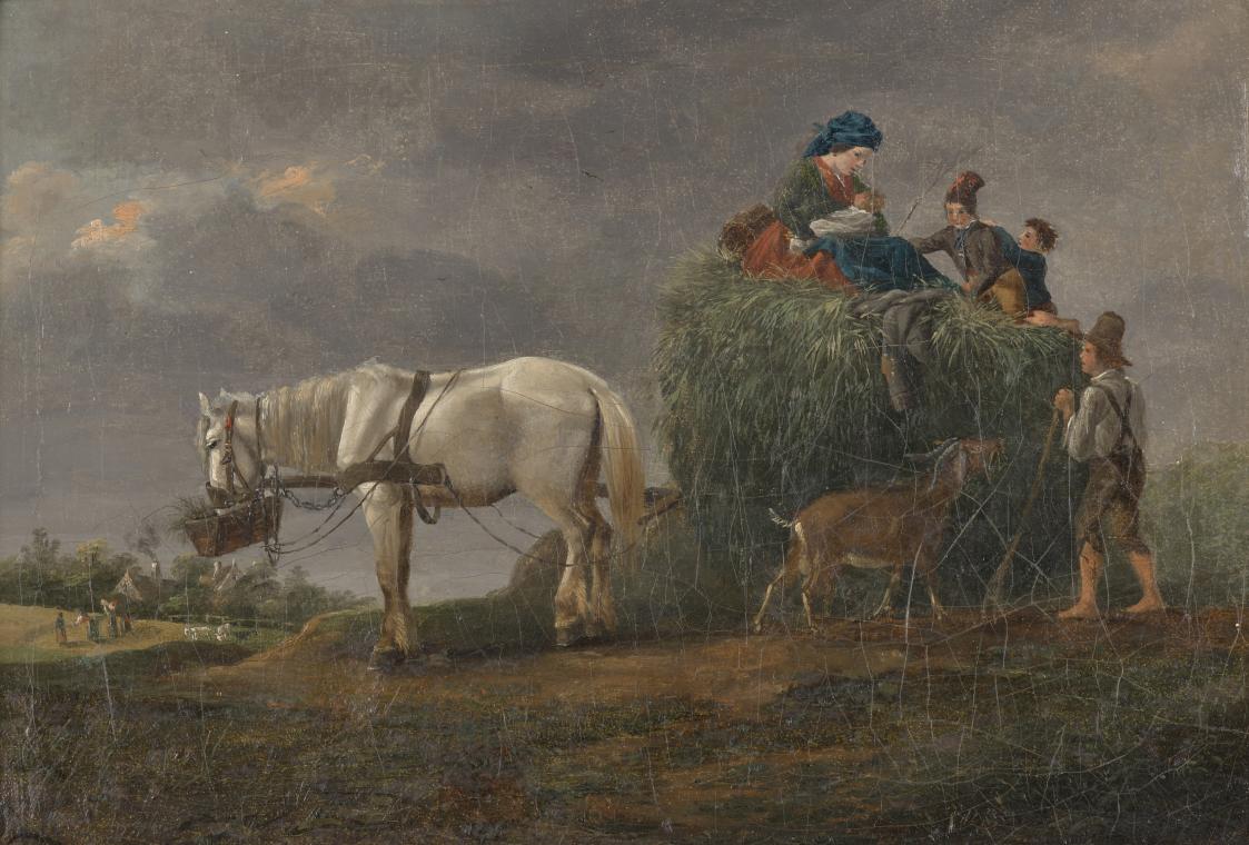 Friedrich August Mathias Gauermann, Der Heuwagen, 1824, Öl auf Leinwand, 21,4 x 31,5 cm, Belved ...