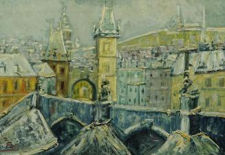 Rudolf Raimund Ballabene, Prag im Winter, undatiert, Öl auf Leinwand, 53,4 × 74,3 cm, Artothek  ...