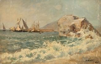 Alfred Zoff, Brandung bei Nervi, 1907, Öl auf Leinwand auf Karton, ungerahmt: 31 × 47,5 cm, Bel ...