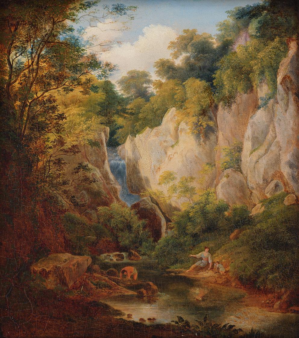 Károly Markó, Landschaft mit Schlucht, undatiert, Öl auf Holz, 24 × 21,5 cm, Schenkung Sammlung ...
