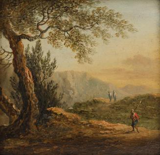Johann Josef Schindler, Gebirgslandschaft, undatiert, Öl auf Holz, 13 × 14,5 cm, Schenkung Samm ...