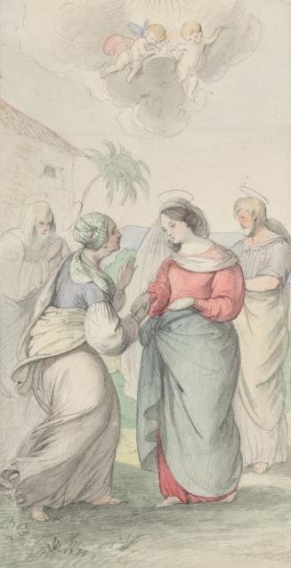 Josef Danhauser, Mariae Heimsuchung, um 1830/1840, Aquarell auf Papier, 21 × 11 cm, Legat Peter ...