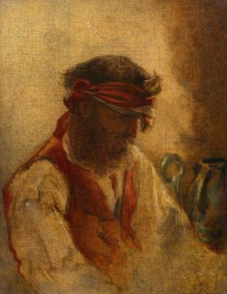 August von Pettenkofen, Verwundeter Tiroler, Öl auf Leinwand, 35,5 × 28 cm, Belvedere, Wien, In ...