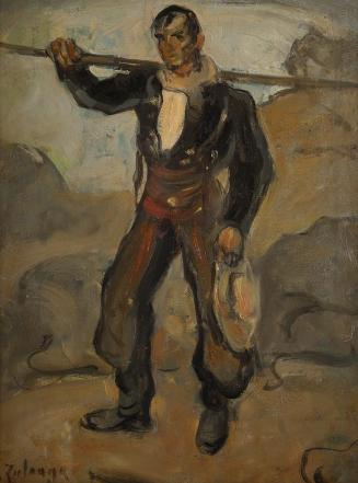 Ignacio Zuloaga, Der Rinderhirte - El Vaquero, um 1900/1905, Öl auf Karton, 30,5 × 23 cm, Belve ...