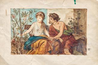 Franz von Matsch, Antikes Paar, 1879 ?, Aquarell auf Papier, 9,8 x 14,7 cm, Belvedere, Wien, In ...