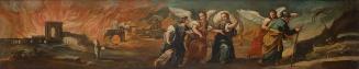 Lot flüchtet aus dem brennenden Sodom, 1650/1700, Öl auf Leinwand, 24 × 116 cm, Belvedere, Wien ...