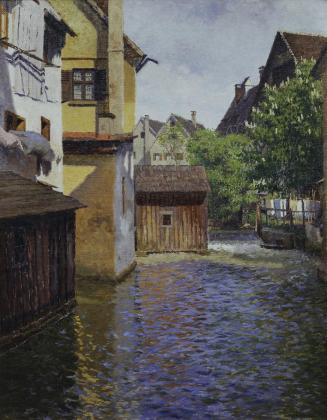 Hans Ranzoni d. Ä., An der Blau in Ulm, 1910, Öl auf Leinwand auf Holz, 72 x 56 cm, Belvedere,  ...