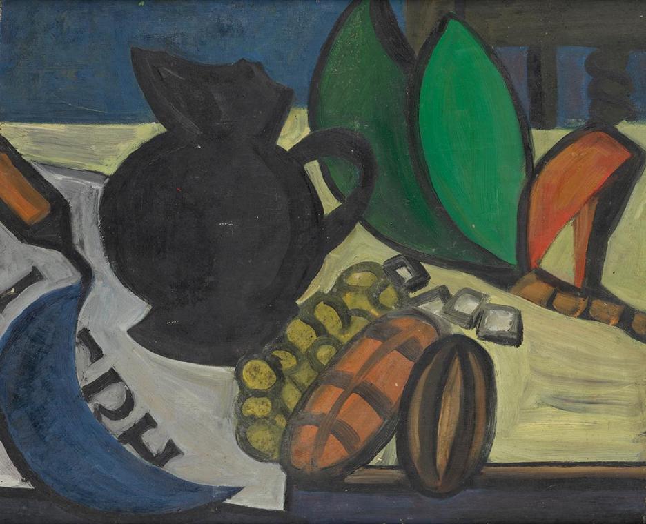 Rudolf Hradil, Stillleben mit Maiskolben, 1951, Öl auf Leinwand, 46 x 55 cm, Wien, Belvedere, I ...