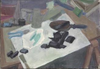 Rudolf Hradil, Kohlenstücke (Stillleben), 1989, Öl auf Leinwand, 64 x 92 cm, Belvedere, Wien, I ...