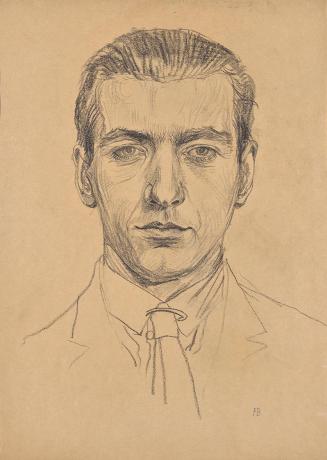 Franz Barwig, Porträt Franz Barwig des Jüngeren, um 1921, Schwarze Kreide auf Papier, 41,5 × 30 ...