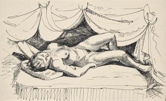 Franz Barwig, Liegender Frauenakt, um 1927/1930, Tusche auf Papier, 25,7 × 41,1 cm, Belvedere,  ...