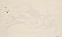 Franz Barwig, Liegender Frauenakt, um 1927/1930, Tusche auf Papier, 25,7 × 41,1 cm, Belvedere,  ...