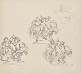 Franz Barwig, Entwürfe für den Bauernbrunnen in Neutitschein, 1928/1929, Bleistift auf Papier ( ...
