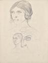 Franz Barwig, Porträtstudien Rosa und Walter Barwig, um 1922, Schwarze Kreide auf Papier, Belve ...