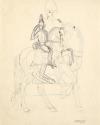 Franz Barwig, Offizier zu Pferde, um 1915, Tusche über Bleistift auf Papier, 21,2 × 17,1 cm, Be ...