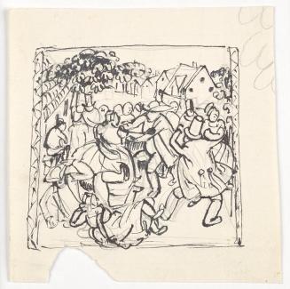 Franz Barwig, Tanzende Bauern, 1919, Tusche über Bleistift auf Papier, 9,9 × 9,8 cm, Belvedere, ...