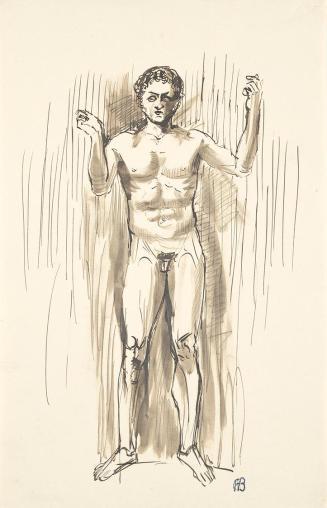 Franz Barwig, Entwurf zum Redner, um 1921, Tusche, laviert auf Papier, 30,2 × 19,5 cm, Belveder ...