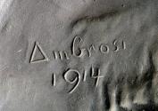 Gustinus Ambrosi, Gerhart Hauptmann, Detail: Bezeichnung, 1914, Bronze auf Serpentin-Postament, ...