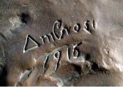 Gustinus Ambrosi, Emil Lucka, Detail: Bezeichnung, 1915, Bronze auf Serpentin-Postament, H: 54  ...