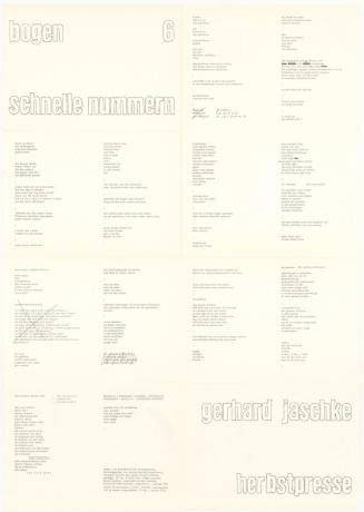 Gerhard Jaschke, bogen 6, gerhard jaschke, schnelle nummern, herbstpresse, 1976, Druck auf Papi ...