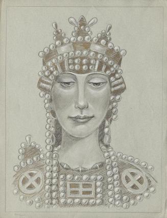 Franz von Matsch, Kaiserin Theodora, undatiert, Bleistift, Kohle, Tempera in Gold und Weiß, 49, ...