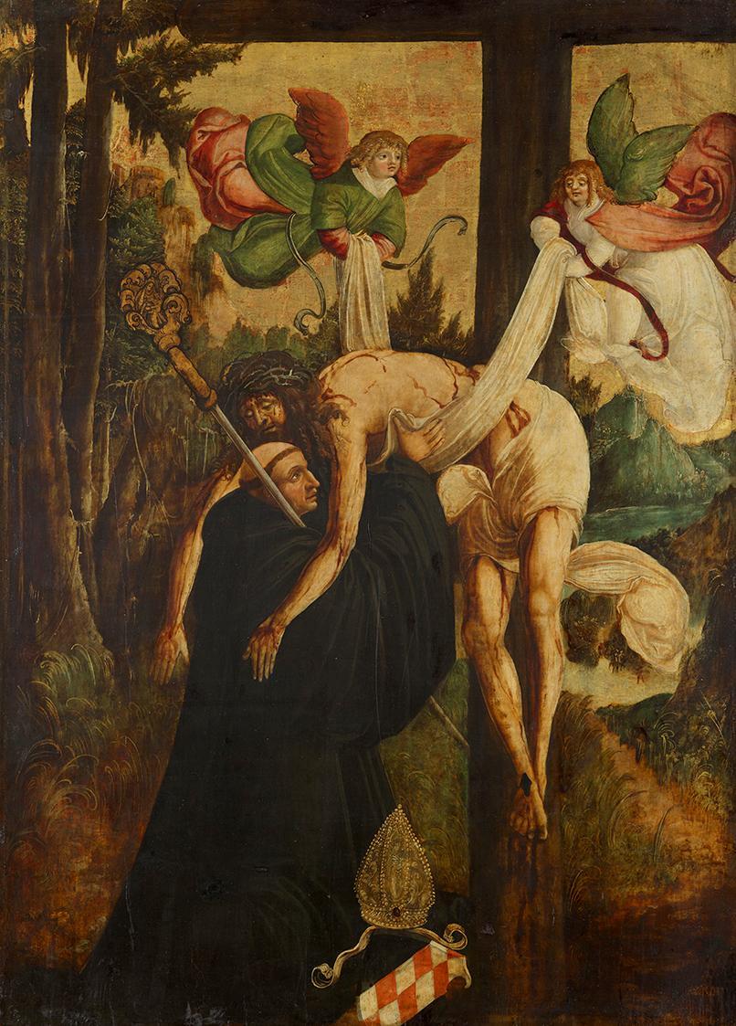 Vision des hl. Bernhard, um 1510, Malerei auf Holz, 116 × 84,5 cm, Belvedere, Wien, Inv.-Nr. 62 ...