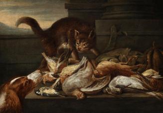 Felice Boselli, Jagdstillleben mit Katze, undatiert, Öl auf Leinwand, 53 × 74,5 cm, Belvedere,  ...